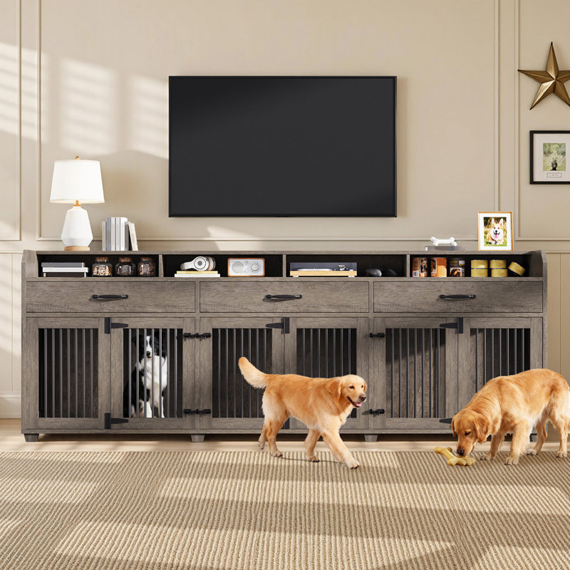 Tucker Murphy Pet™ Aletza Extra Large 95" Triple Compartment Dog Crate ...